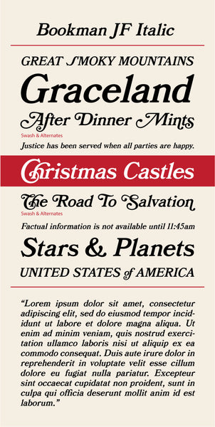 BookmanJF Italic Type Specimen