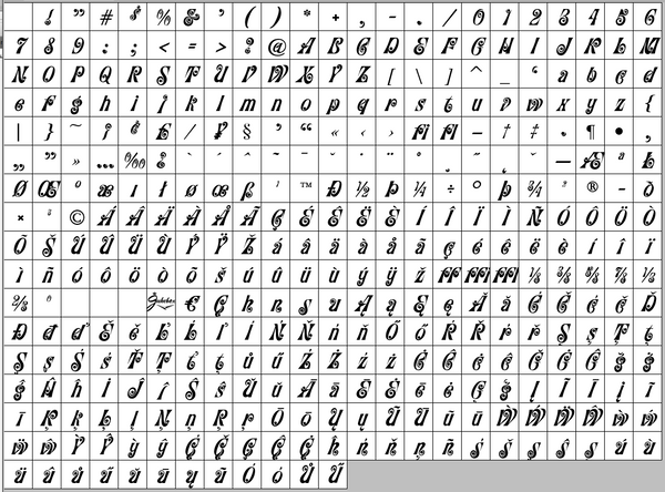 Complete character set for Confectioner