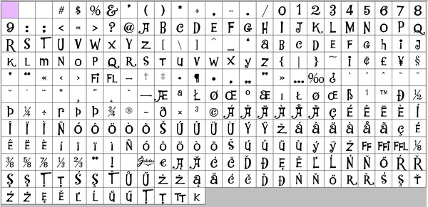 Complete character set for Funny Bone