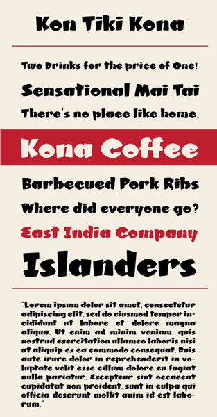 Kon Tiki Kona Type Specimen