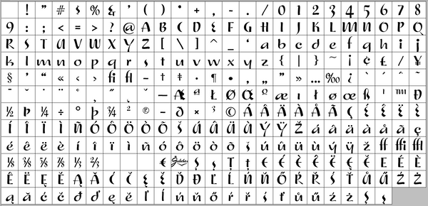 Complete character set for Beignet Regular