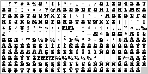 Complete character set for Fuzz Guitar