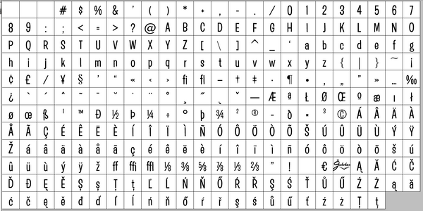 Complete character set for Hooligan Regular