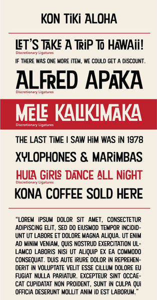 Kon Tiki Aloha Type Specimen